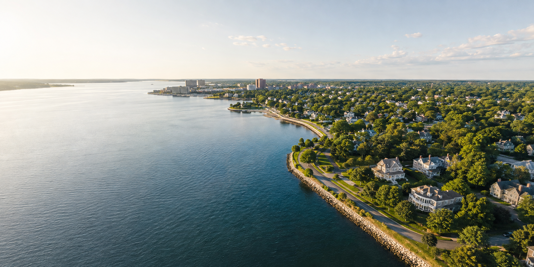 Aerial view of an East Coast coastal community
